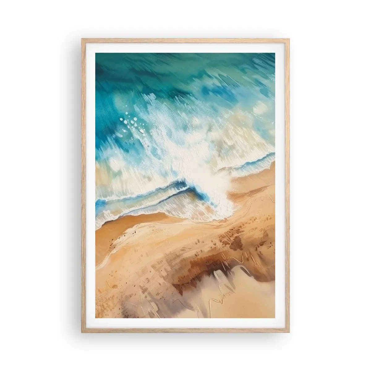 Plakát v rámu světlý dub - Vlna, která se vrací - 70x100 cm