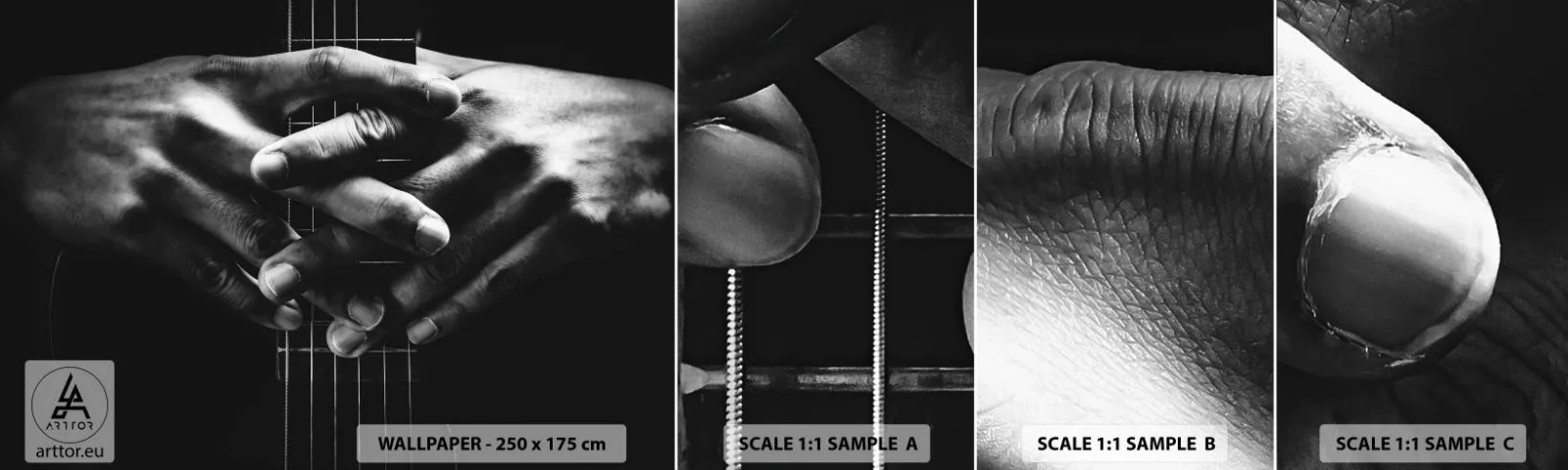 Vzor Fototapety Samolepicí Deluxe Sticker - Umělcova modlitba - Kytarista, Hudebník, Kytara - 100x30 cm