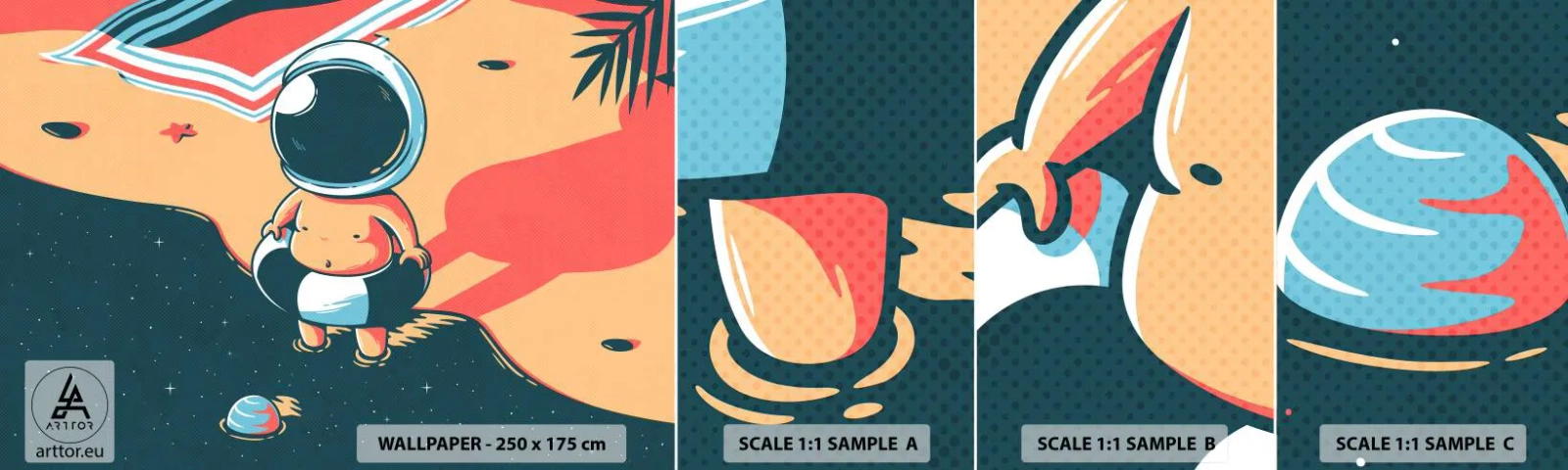 Fototapeta Vzorek Standard Eco - Z jiné perspektivy - Abstrakce, Pláž, Astronaut - 100x30 cm