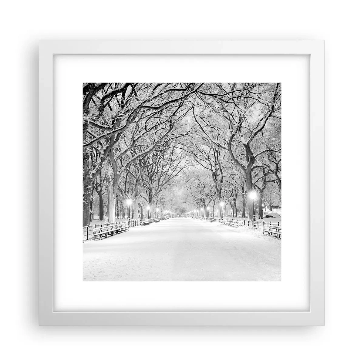 Plakát v bílém rámu - Čtyři roční období – zima - 30x30 cm