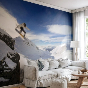 Fototapeta Samolepicí Deluxe Sticker - Svoboda bez hranic - Snowboarding, Krajina, hory - 350x256 cm