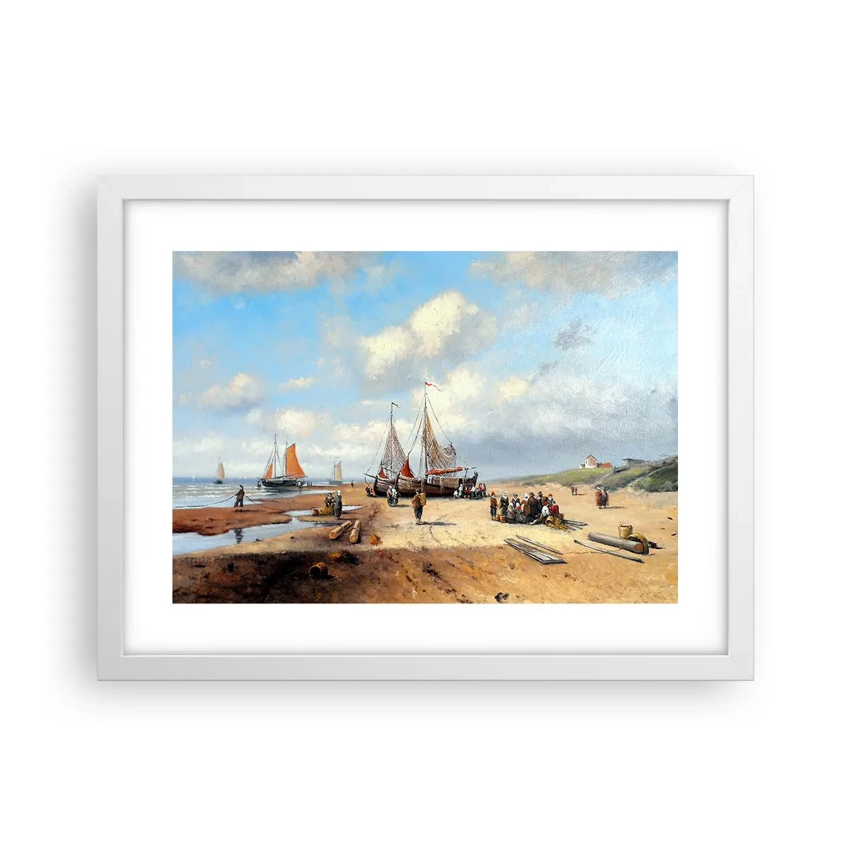 Plakát v bílém rámu - Po úspěšném rybolovu - 40x30 cm