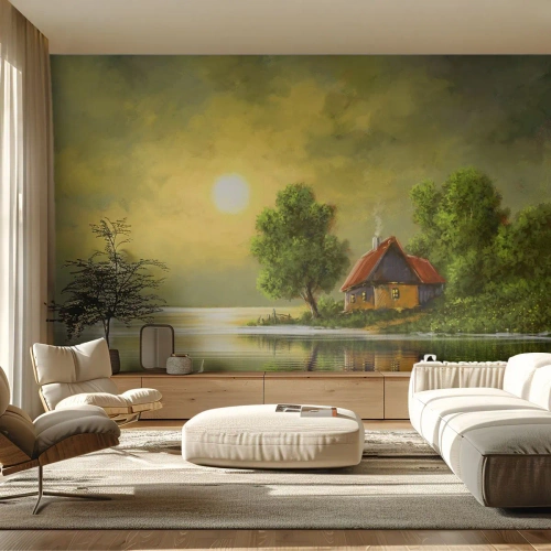 Fototapeta na míru Premium Canvas - Krásně, jako z obrázku - Krajina, Venkovský dům, Plachetnice