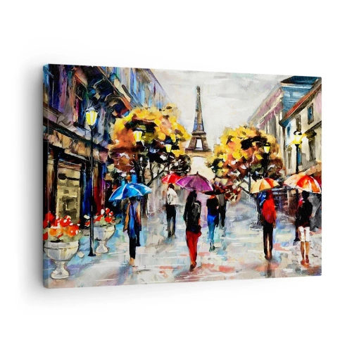 Obraz na plátně - Podzimní procházka Paříží s výhledem na Eiffelovu věž - 70x50cm - Na podzim zvlášť krásný - Moderní nástěnná dekorace do obývacího pokoje a ložnice ARTTOR