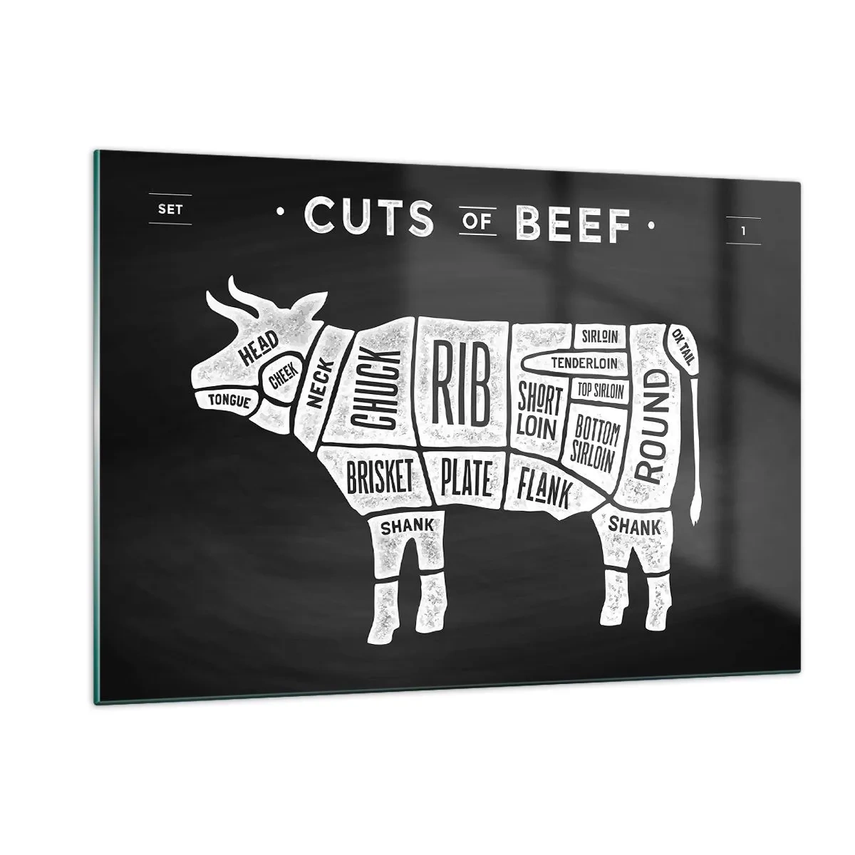 Obraz na skle - Slabikář řezníka - 120x80 cm