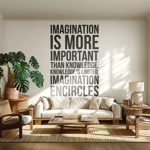 Fototapeta Premium Sand - Einstein o síle představivosti - Typografie, Afirmace, Maxim - 350x256 cm