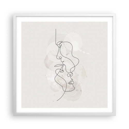 Plakát v bílém rámu - Zamotaní v objetí - 60x60 cm