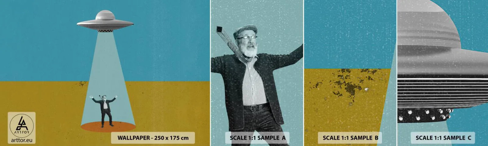 Vzor Fototapety Samolepicí Deluxe Sticker - Blízké setkání - UFO, Moderní umění, Surrealismus - 100x30 cm