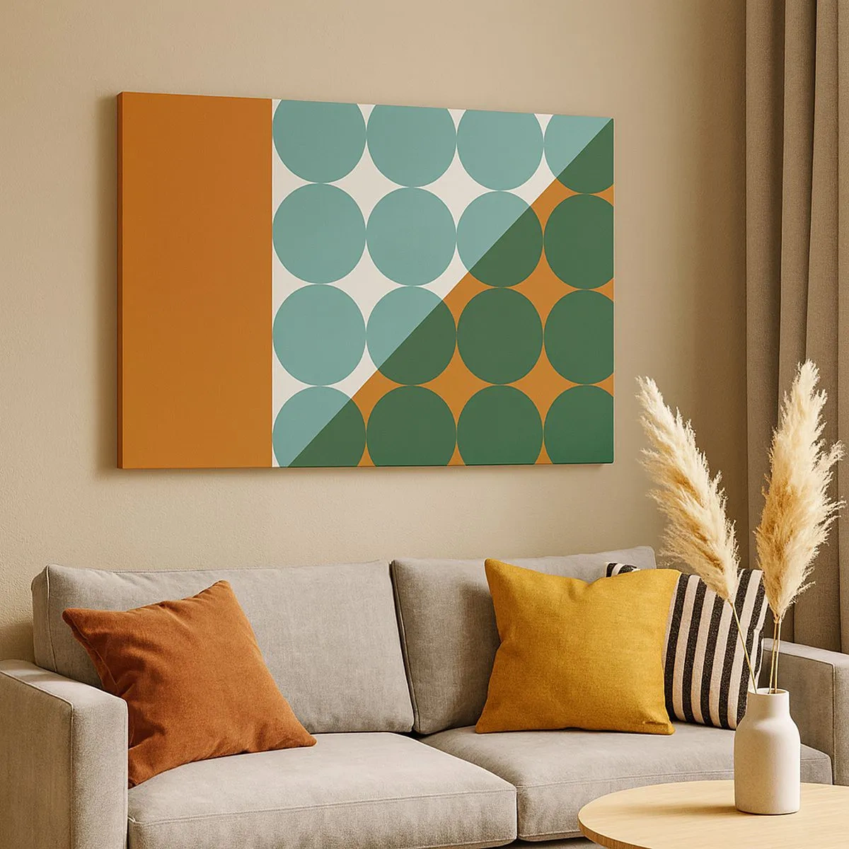 Obraz na plátně - Geometrické vzory v kontrastních barvách - 70x50cm - Nahoru a šikmo - Moderní nástěnná dekorace do obývacího pokoje a ložnice ARTTOR