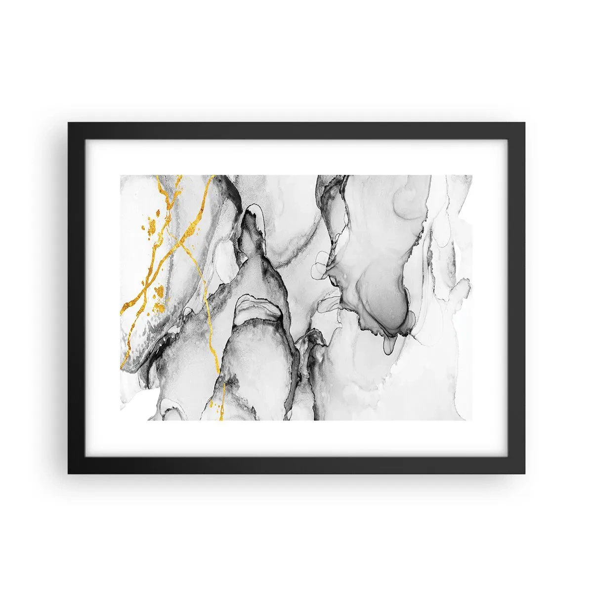 Plakát v černém rámu - Kompozice se zlatým motivem - 40x30 cm