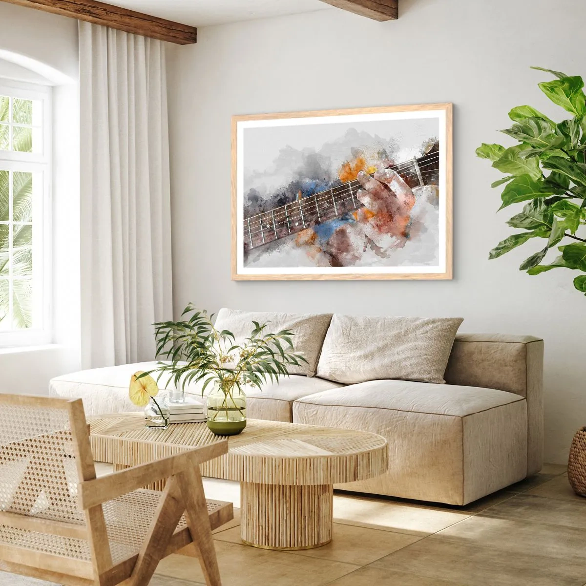 Plakát v rámu světlý dub - Poezie mezi strunami - 91x61 cm