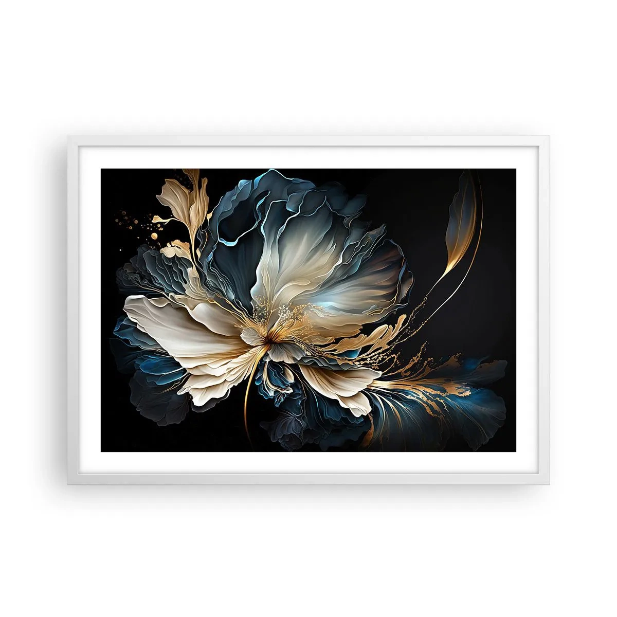 Plakát v bílém rámu - Pohádkový květ kapradí - 70x50 cm