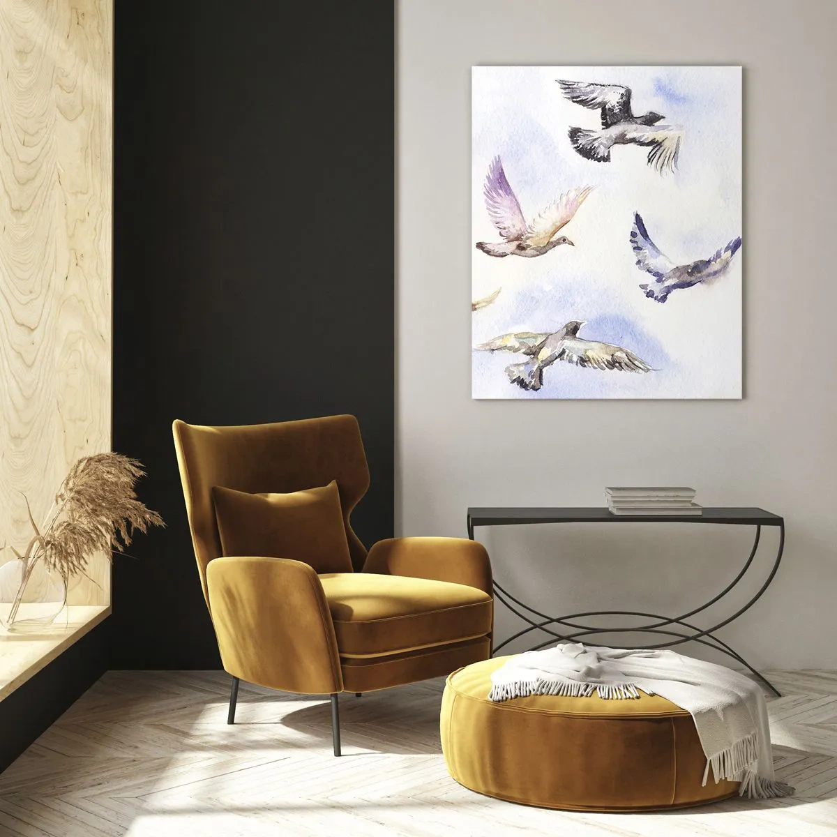 Obraz na skle - Svoboda v šedé a modré - 80x120 cm