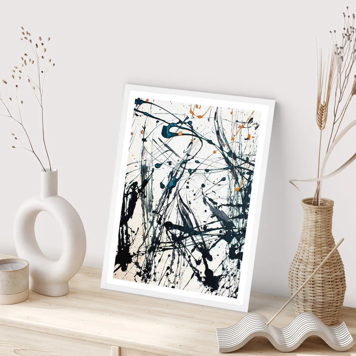Plakát v bílém rámu - Expresionistická abstrakce - 70x100 cm