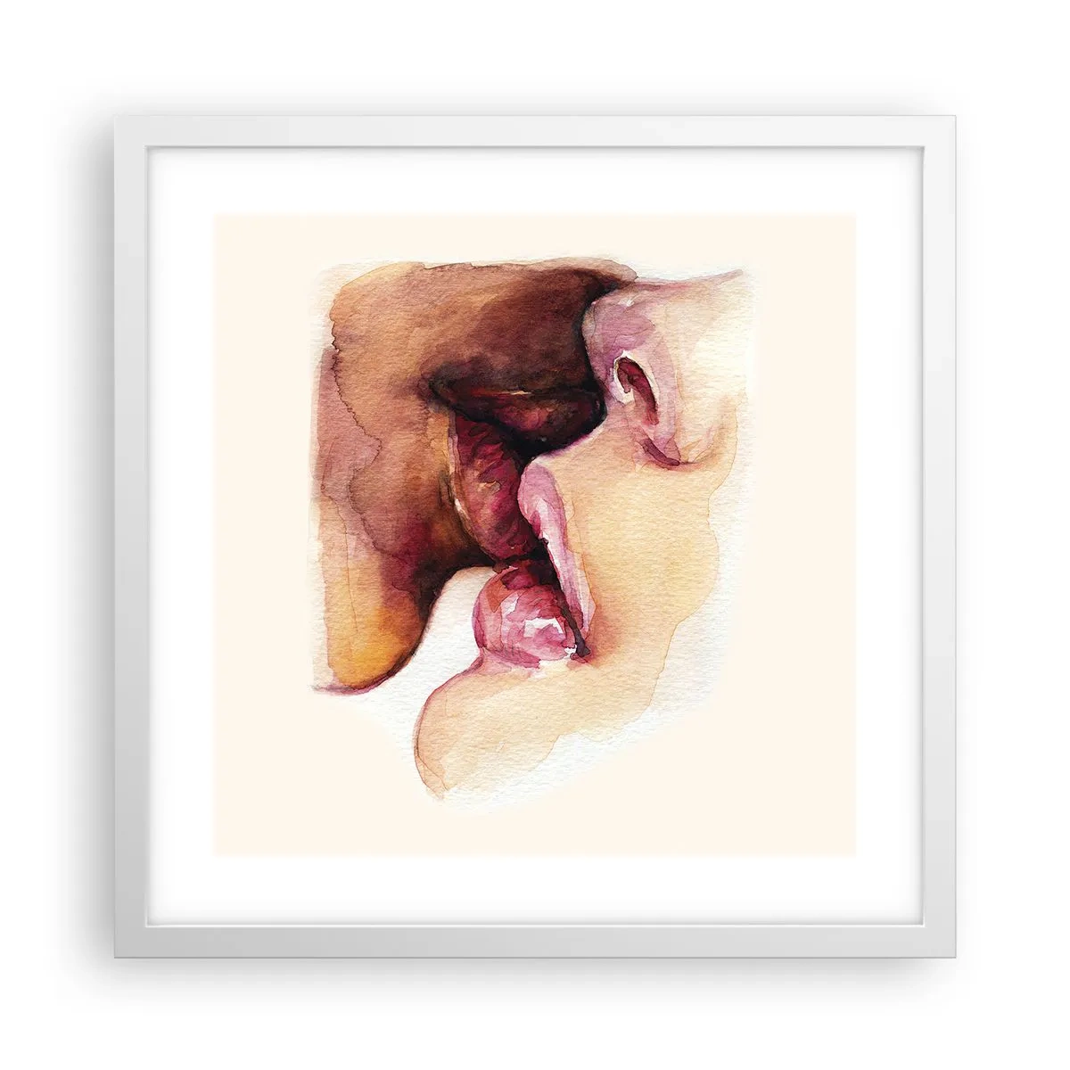 Plakát v bílém rámu - Jako noc a den, země a nebe - 40x40 cm