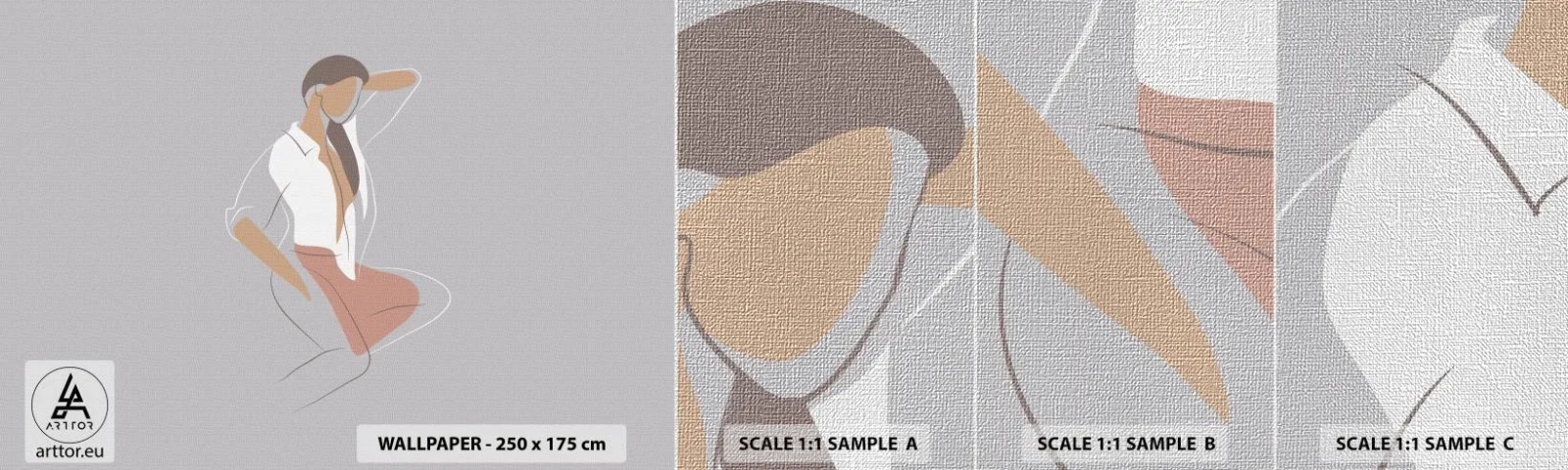 Vzor Fototapety Premium Canvas - Obrys půvabu - Žena, Grafika, Modelka - 100x30 cm