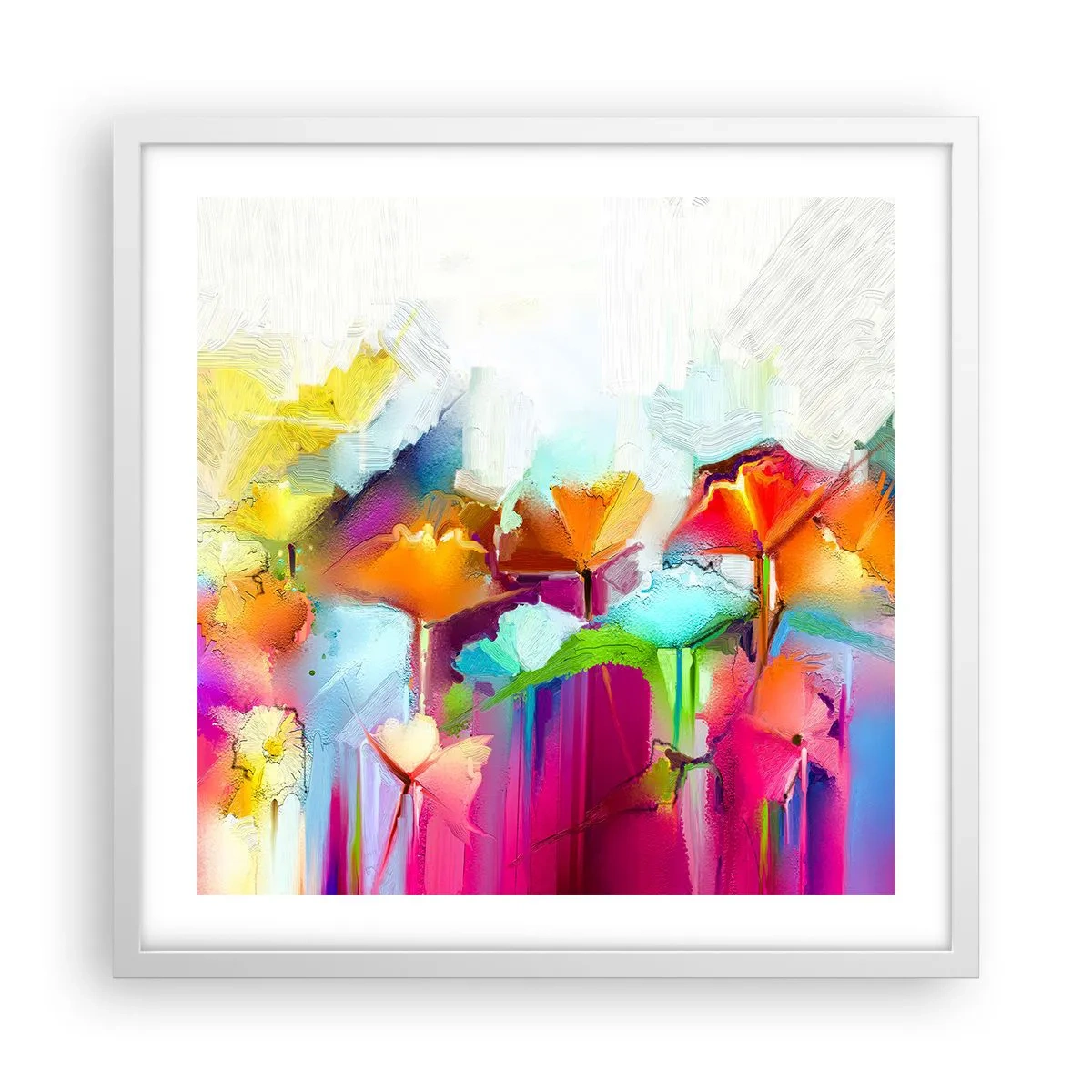 Plakát v bílém rámu - Duha rozkvetla - 50x50 cm