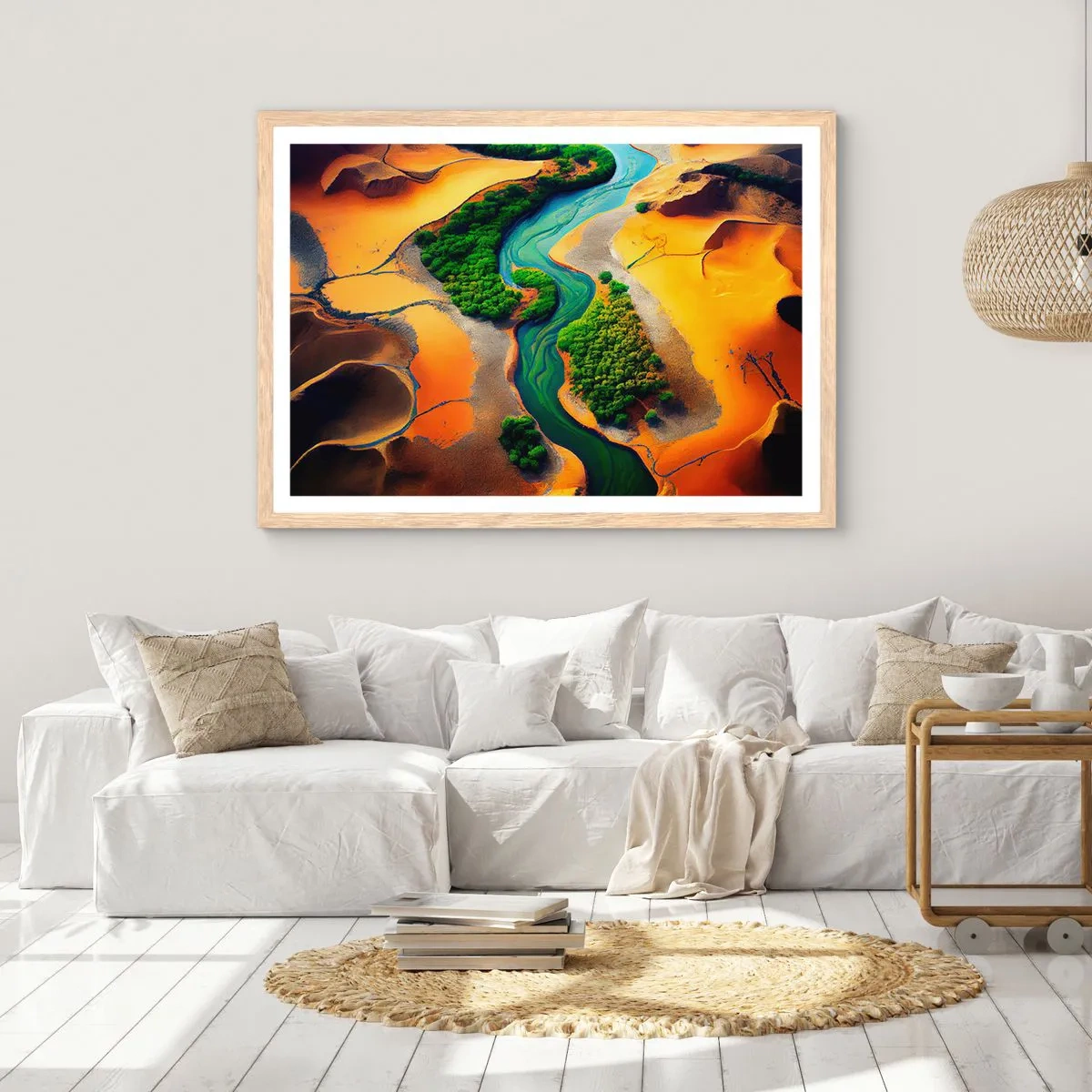 Plakát v rámu světlý dub - Životodárná řeka - 91x61 cm