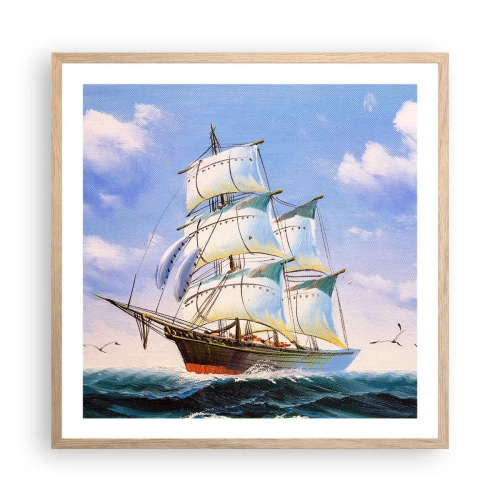 Plakát v rámu světlý dub - Hrdě s větrem - 60x60 cm