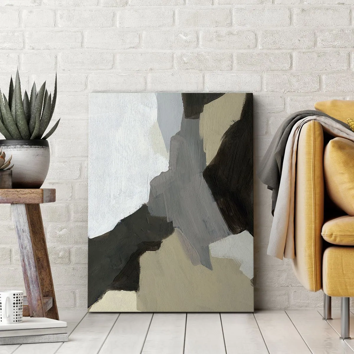Obraz na plátně - Abstrakce: křižovatka šedi - 50x70 cm