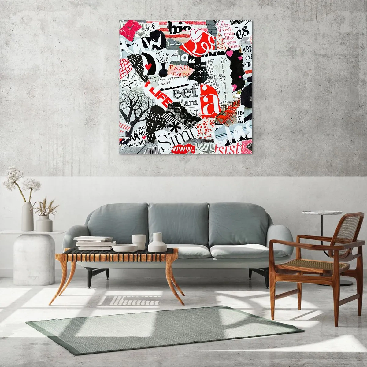 Obraz na skle - Hipsterská koláž - 60x60 cm