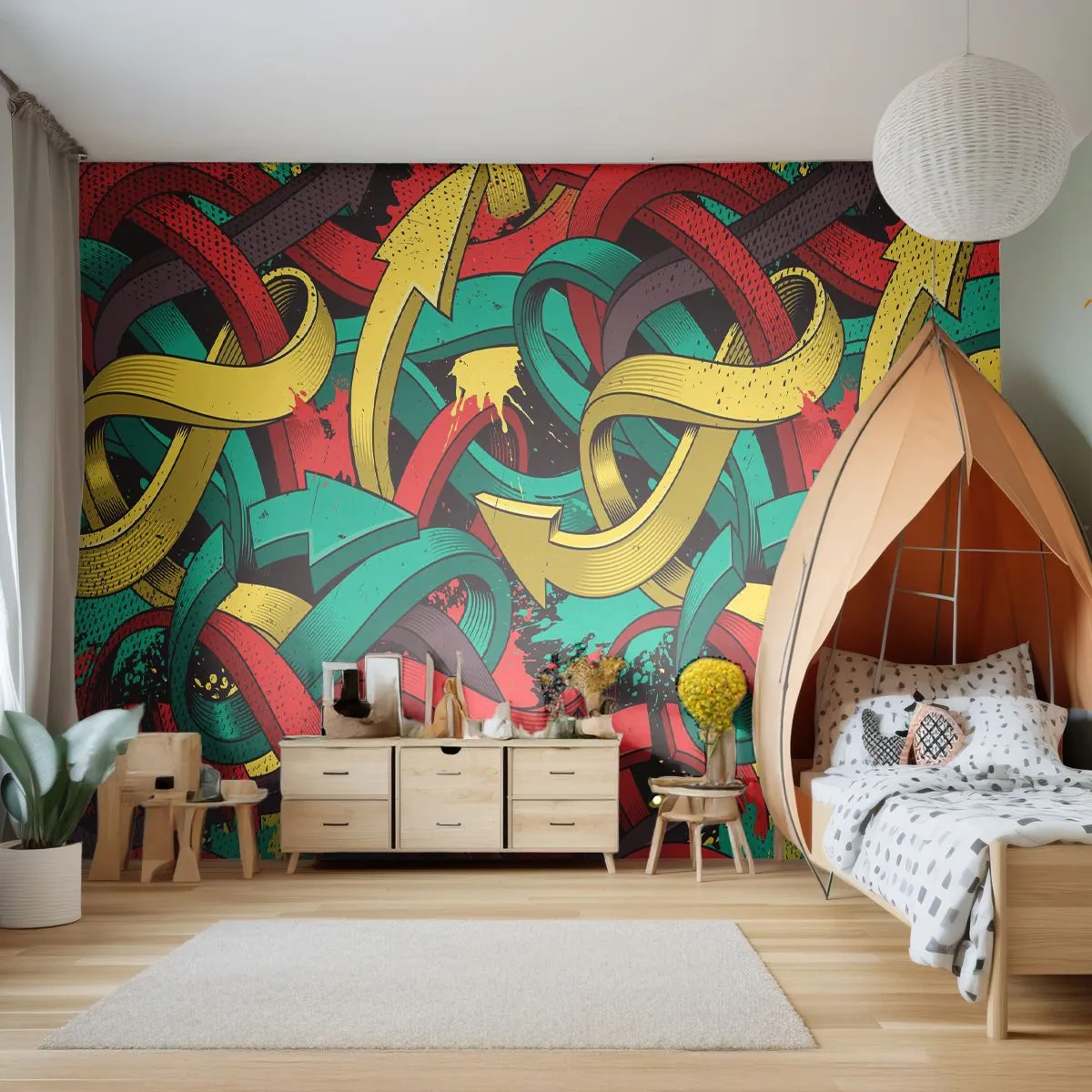 Fototapeta Standard Eco - Barevné propletené šípy v dynamickém uspořádání - 100x70cm - Kudy do cíle? - Moderní nástěnná dekorace do obývacího pokoje a ložnice ARTTOR
