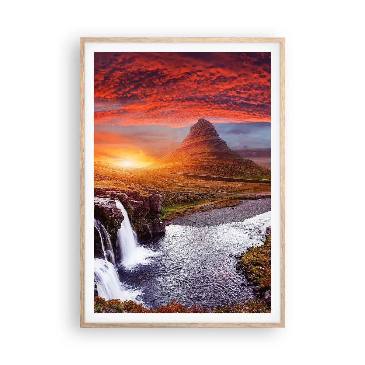 Plakát v rámu světlý dub - Pohled na Středozem - 70x100 cm