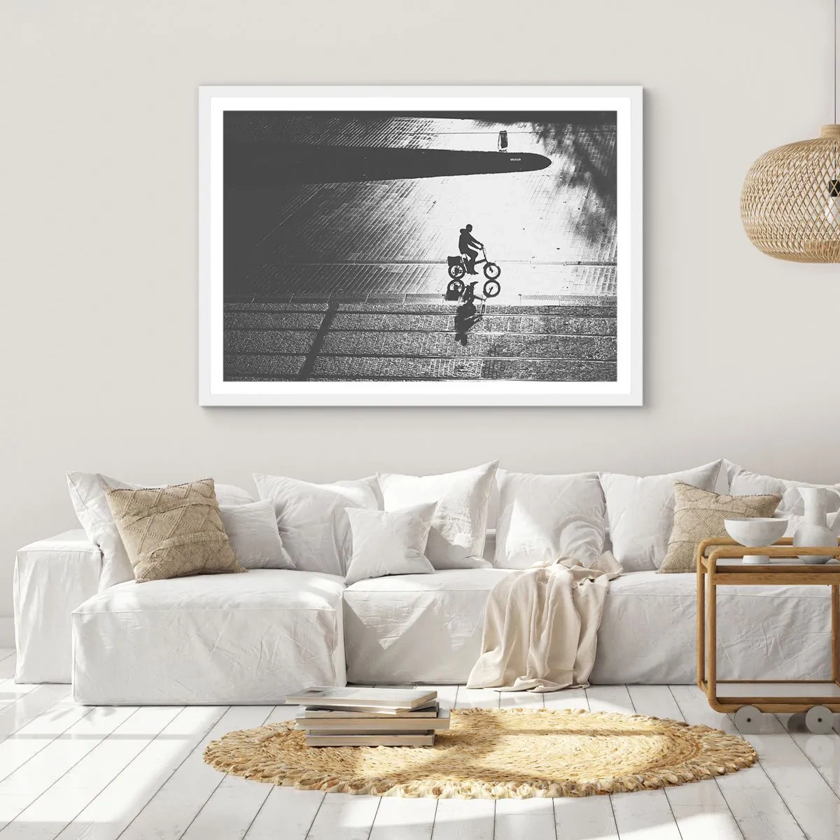 Plakát v bílém rámu - Dopředu, přes město - 40x30 cm