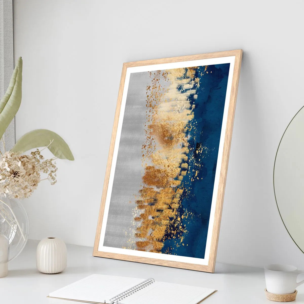 Plakát v rámu světlý dub - Moderní kompozice s jiskrou - 30x40 cm