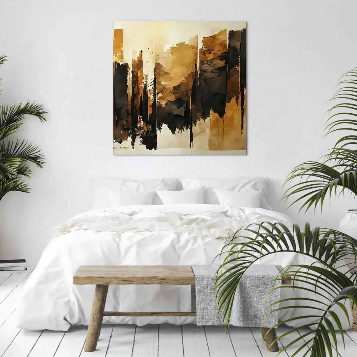 Obraz na plátně - Harmonie černé a zlaté - 30x30 cm