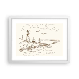 Plakát v bílém rámu - Náčrt letních vzpomínek - 40x30 cm