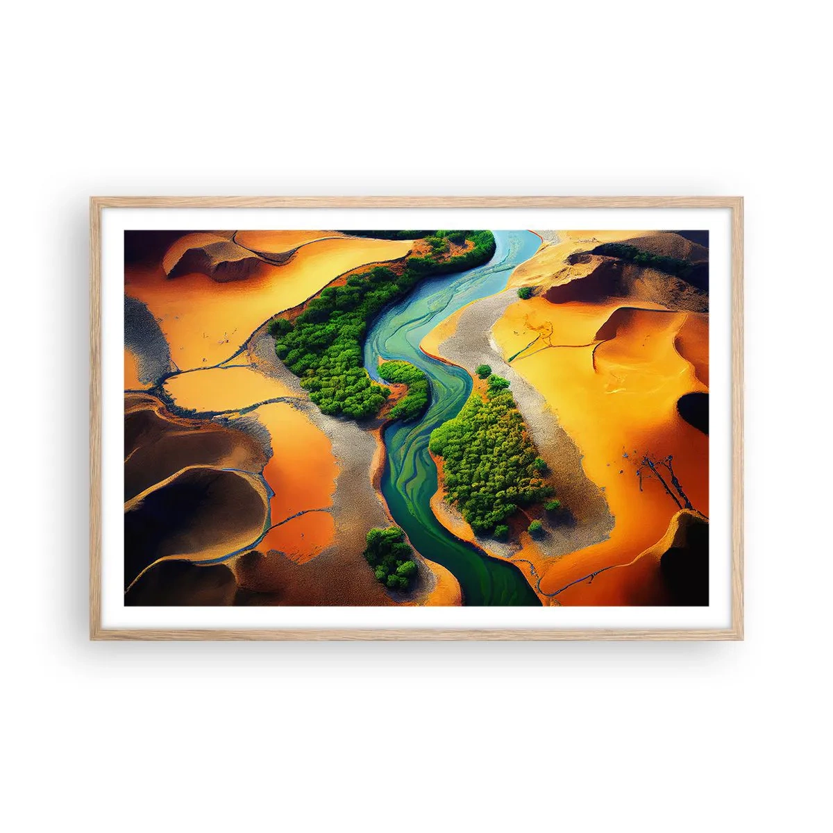 Plakát v rámu světlý dub - Životodárná řeka - 91x61 cm