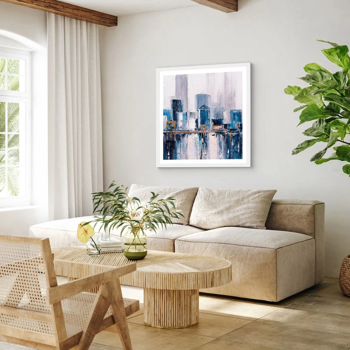 Plakát v bílém rámu - Newyorská imprese - 40x40 cm