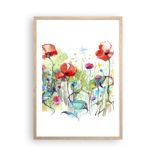 Plakát v rámu světlý dub - Kvetoucí louka v květnu - 50x70 cm