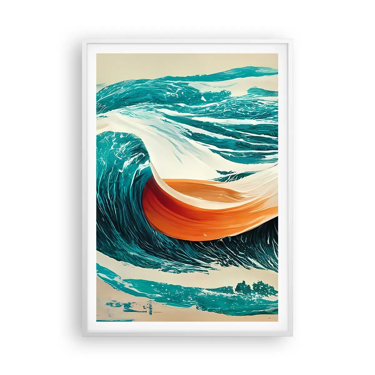 Plakát v bílém rámu - Surfařův sen - 70x100 cm
