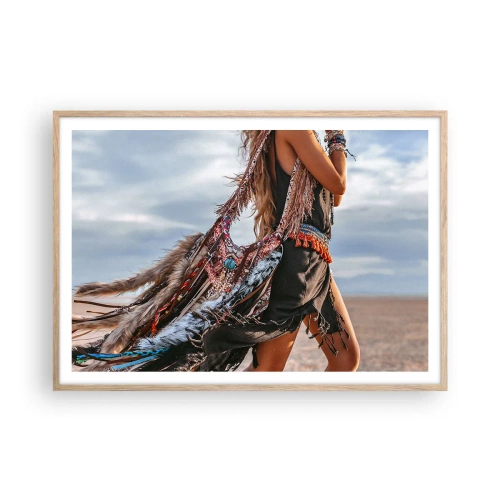 Plakát v rámu světlý dub - Šamanovo děvče - 100x70 cm