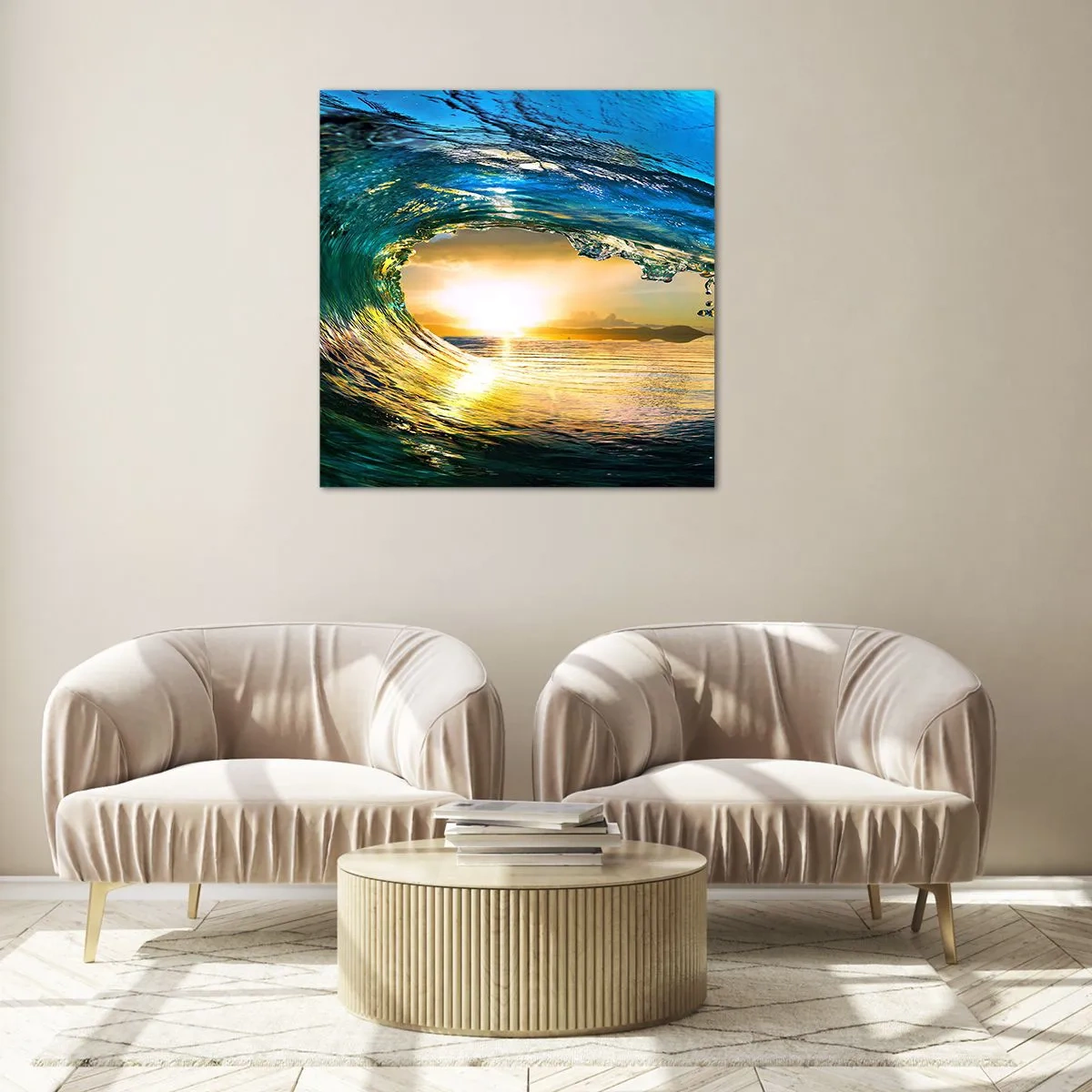 Obraz na skle - Ve smaragdově-zlatém křišťálu - 70x70 cm