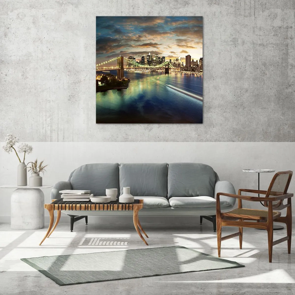 Obraz na skle - Zářivý večer nad Manhattanem - 70x70 cm