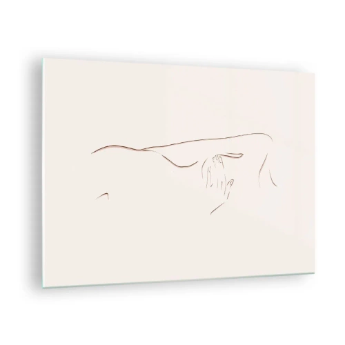 Obraz na skle - Abstraktní linie znázorňující obrys těla v jemném, minimalistickém stylu. - 70x50cm - Tvar touhy - Moderní nástěnná dekorace do obývacího pokoje a ložnice ARTTOR