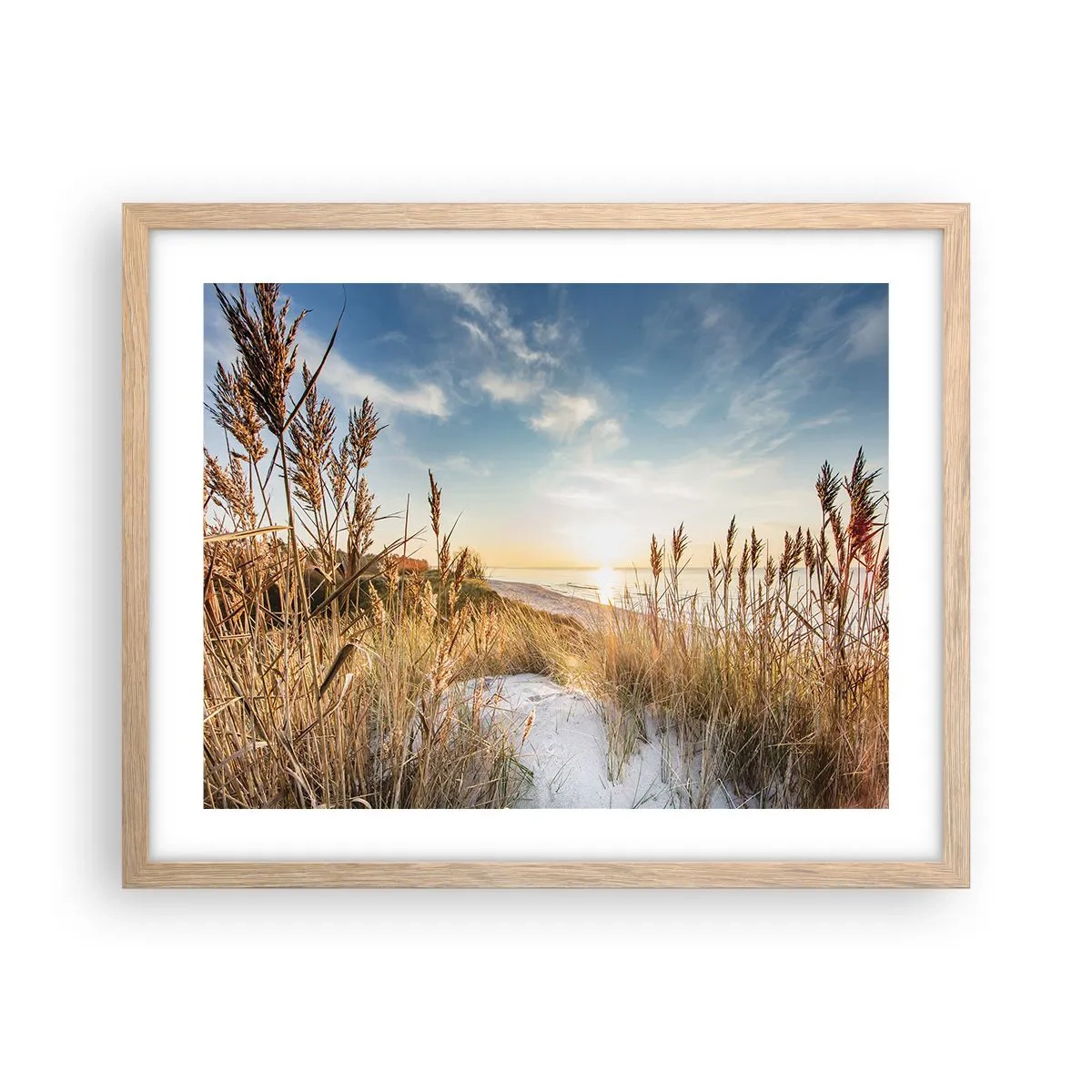 Plakát v rámu světlý dub - Severní pláž - 50x40 cm