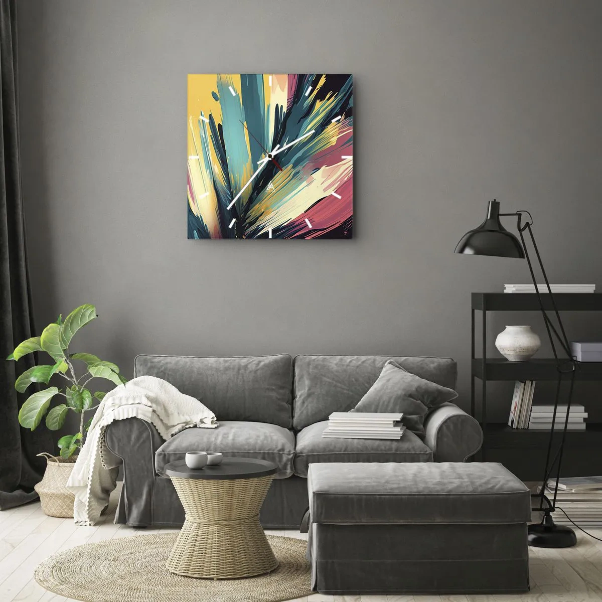 Nástěnné hodiny - Kompozice – exploze radosti - 30x30 cm