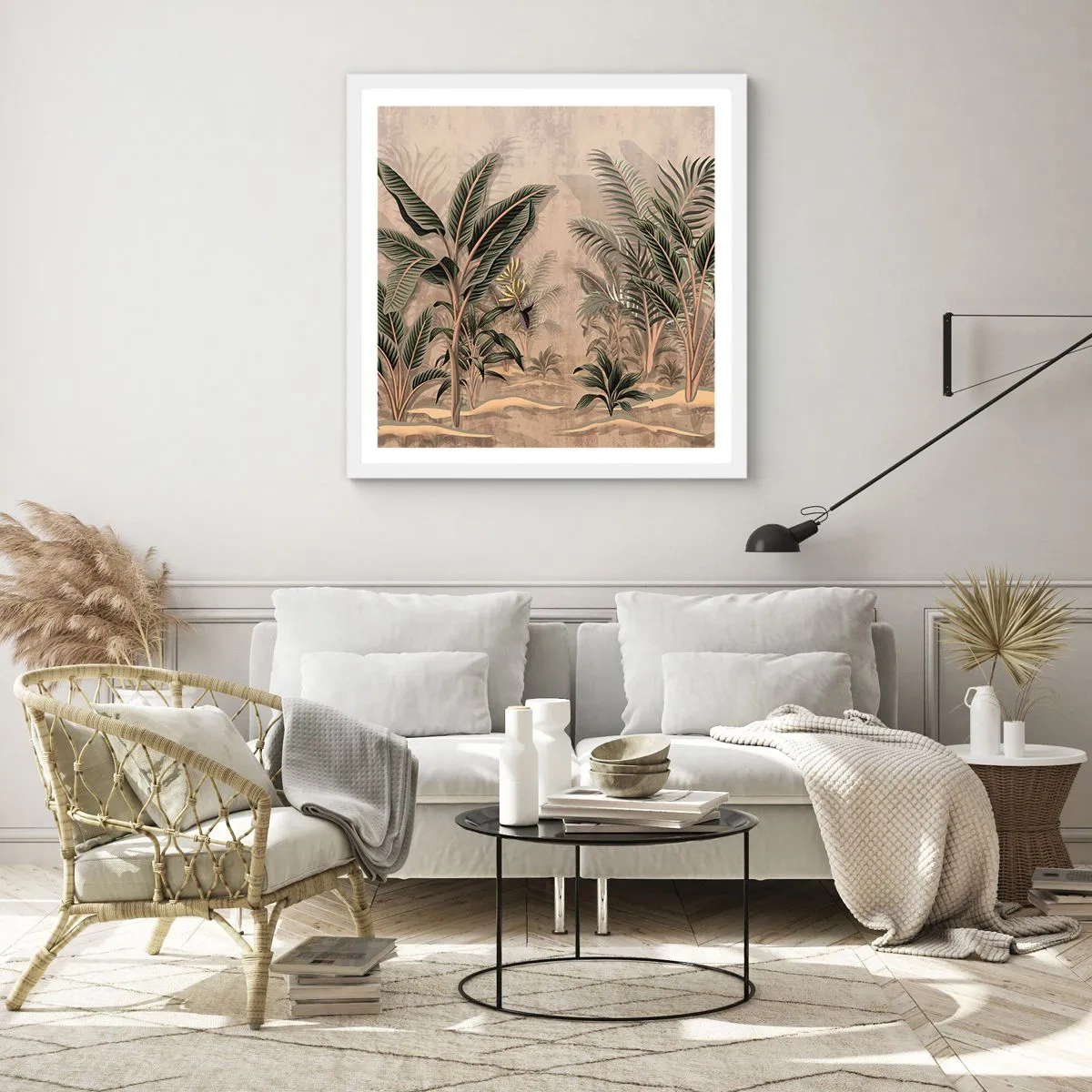 Plakát v bílém rámu - Rytina v koloniálním stylu - 30x30 cm