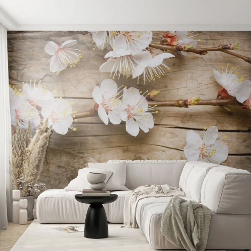 Fototapeta Samolepicí Deluxe Sticker - A bylo jaro - Květiny, Větvička S Květinami, Příroda - 100x70 cm