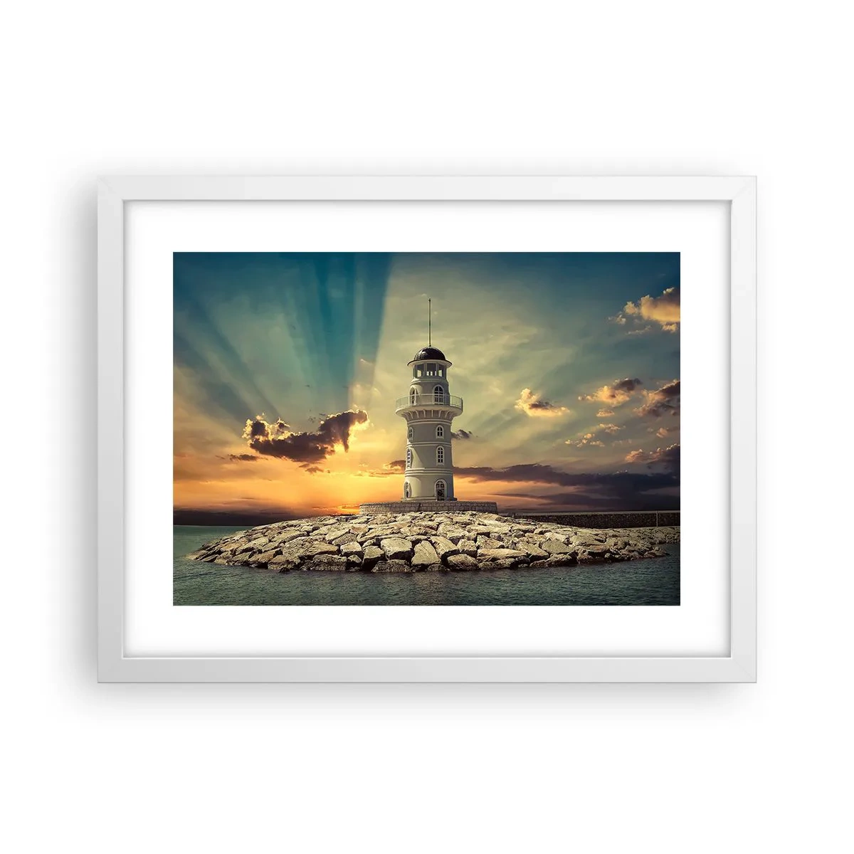 Plakát v bílém rámu - Světlo - Dobro - Krása - 40x30 cm