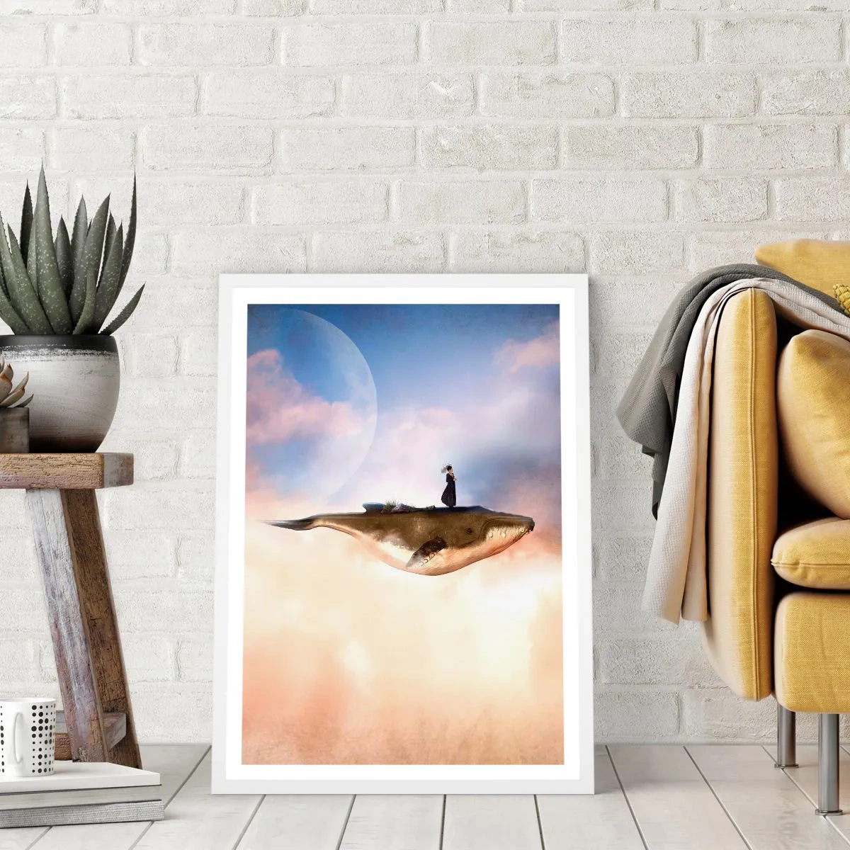 Plakát v bílém rámu - Surrealistická cesta - 50x70 cm