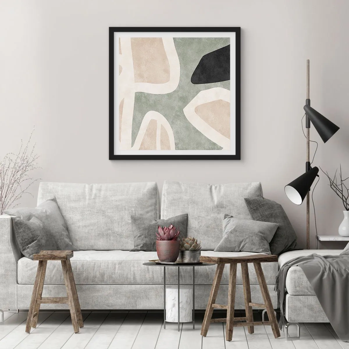 Plakát v černém rámu - Kompozice s černým motivem - 60x60 cm