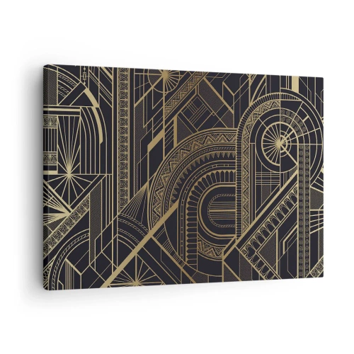 Obraz na plátně - Zlaté geometrické vzory na černém pozadí ve stylu Art Deco - 70x50cm - Koncepty, nápady, plány - Moderní nástěnná dekorace do obývacího pokoje a ložnice ARTTOR