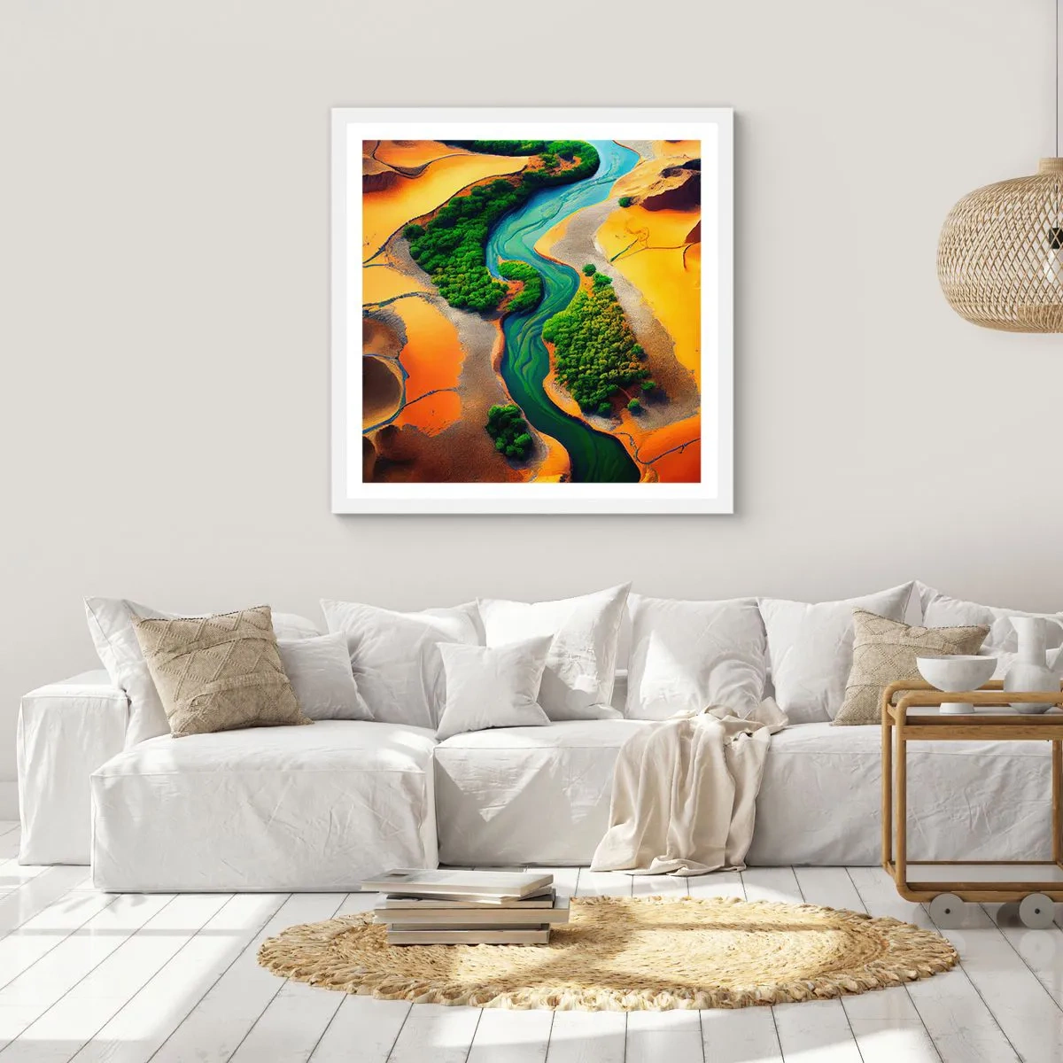 Plakát v bílém rámu - Životodárná řeka - 60x60 cm