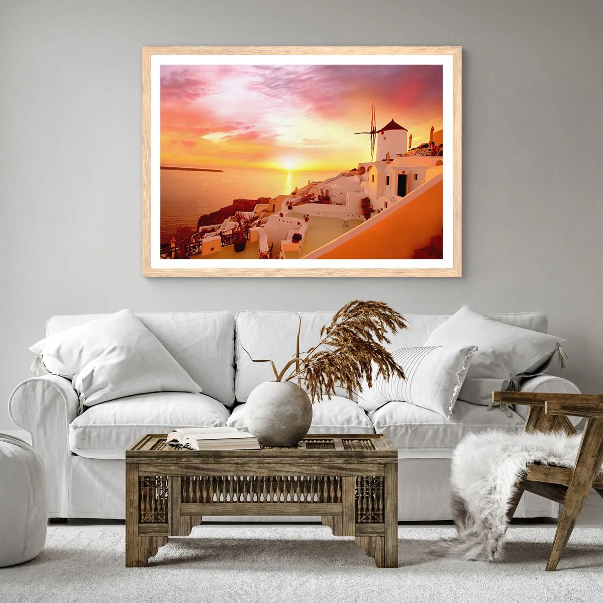 Plakát v rámu světlý dub - Rozplynout se v bílé a zlaté - 40x30 cm
