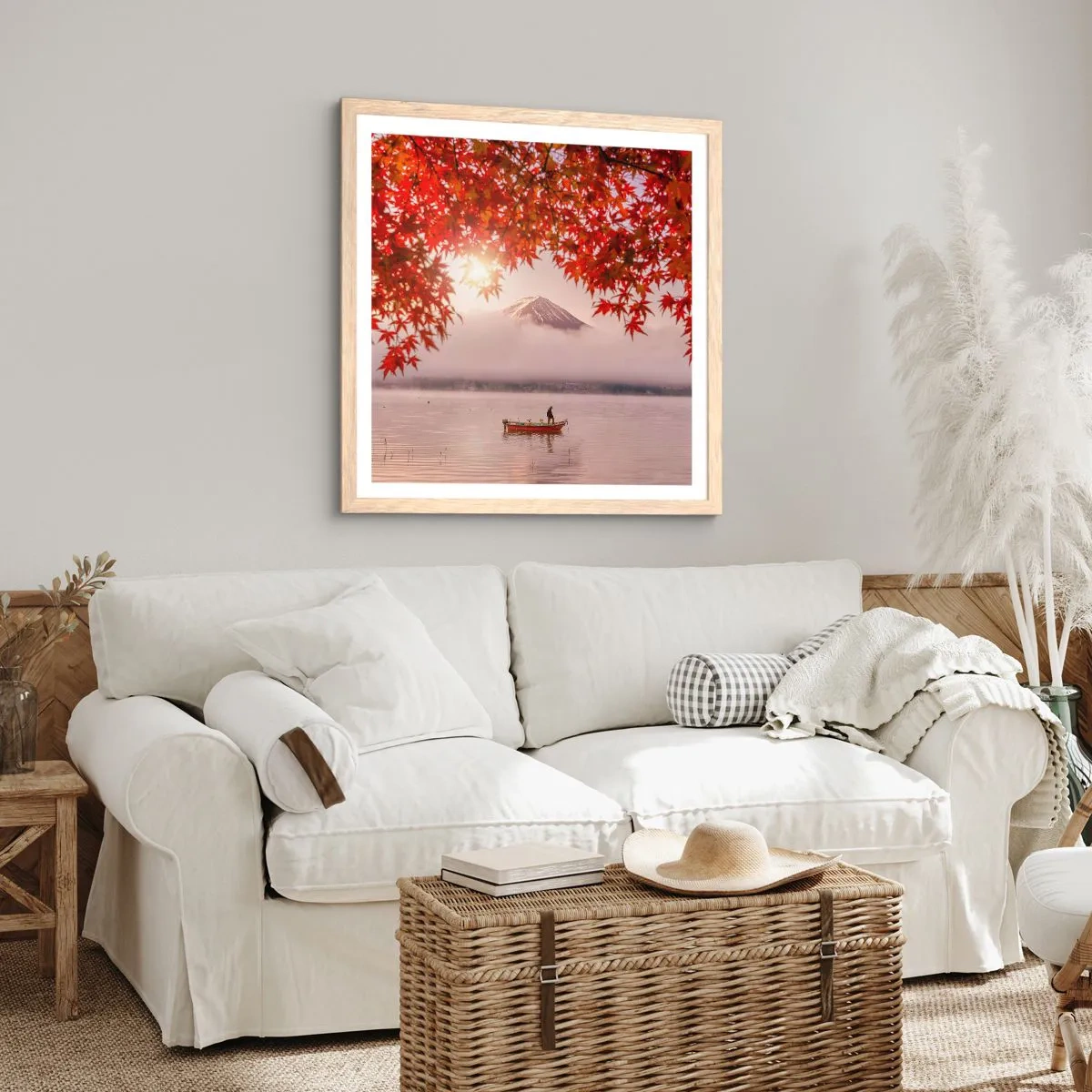 Plakát v rámu světlý dub - V japonském stylu - 40x40 cm